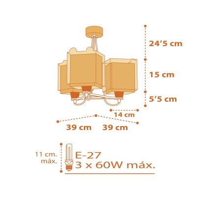 Dalber 64567 - Lühter lastele LITTLE TIGER 3xE27/60W/230V