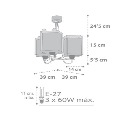 Dalber 64577 - Lühter lastele LITTLE TEDDY 3xE27/60W/230V