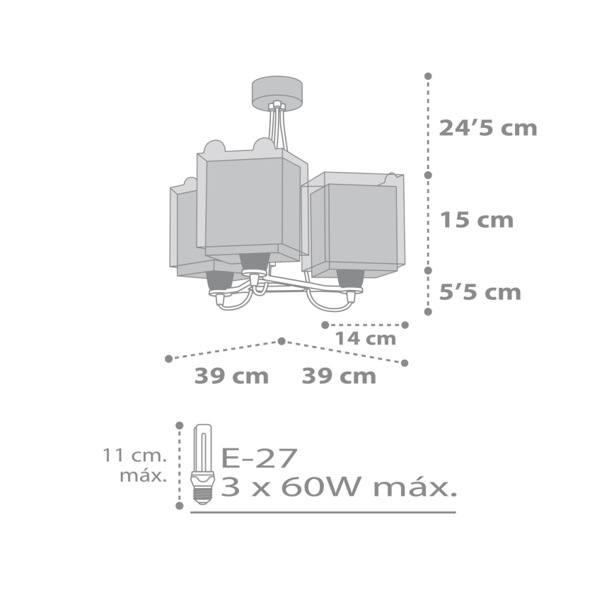 Dalber 64577 - Lühter lastele LITTLE TEDDY 3xE27/60W/230V