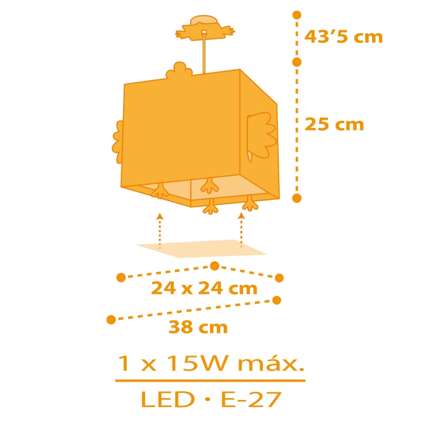 Dalber 64642 - Lühter lastetuppa LITTLE CHICKEN 1xE27/15W/230V