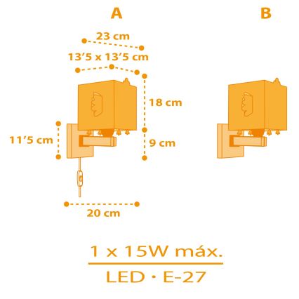 Dalber 64649 - Seinavalgusti lastetuppa LITTLE CHICKEN 1xE27/15W/230V