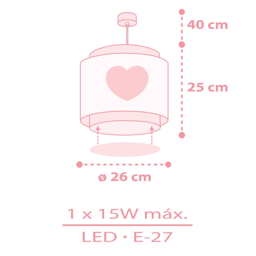 Dalber 76012S - Lühter lastetuppa BABY DREAMS 1xE27/15W/230V roosa