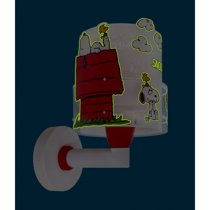 Dalber 76309 - Lastetoa seinavalgusti SNOOPY 1xE27/15W/230V valge/punane