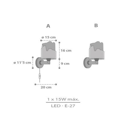 Dalber 76309 - Lastetoa seinavalgusti SNOOPY 1xE27/15W/230V valge/punane