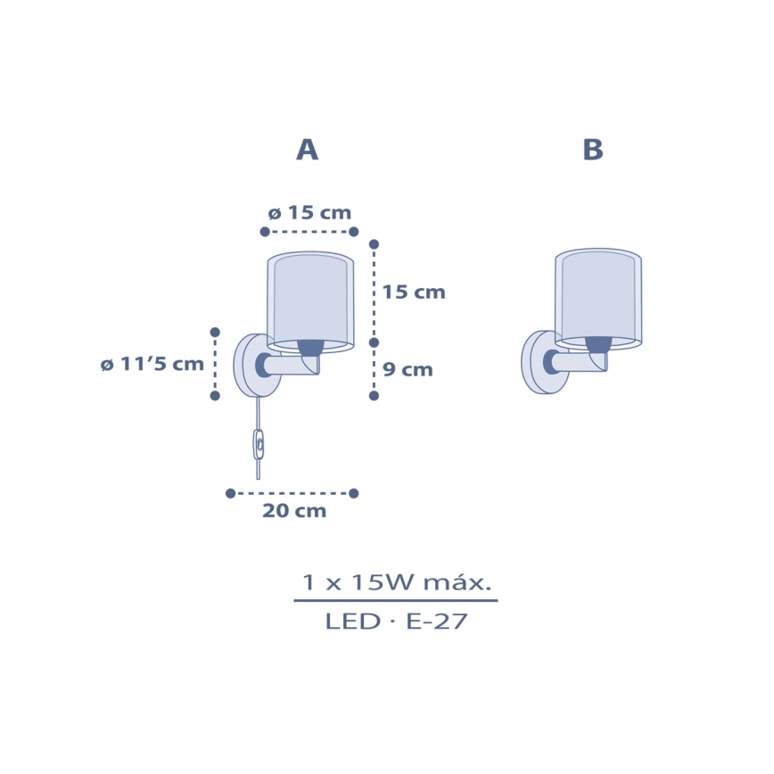 Dalber 76639 - Laste seinavalgusti MOON DREAMS 1xE27/15W/230V sinine