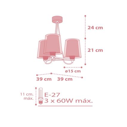 Dalber 81197S - Lühter lastele LIGHT FEELING 3xE27/60W/230V