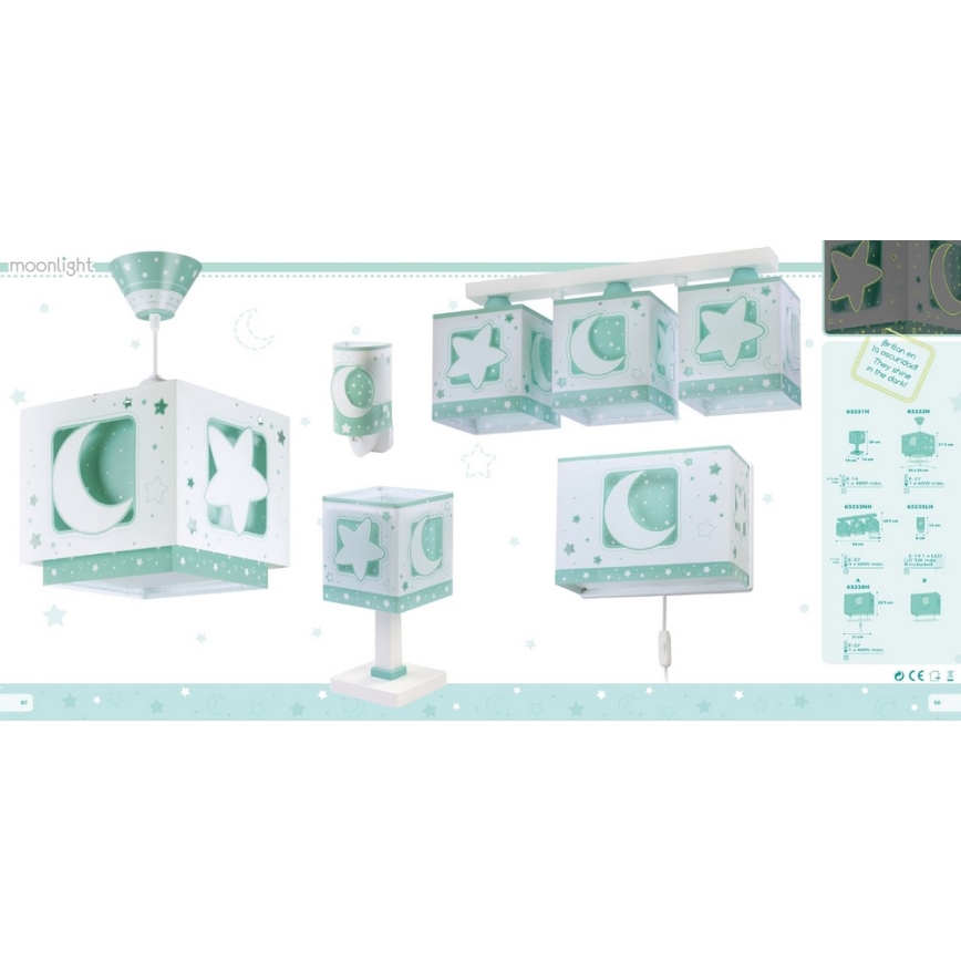 Dalber D-63238H - Seinavalgusti lastetuppa MOONLIGHT 1xE27/60W/230V