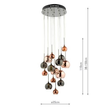 Där Lighting AUR1564 - Laelühter kaabliga AURELIA 15xG4/10W/230V must/vasetoon