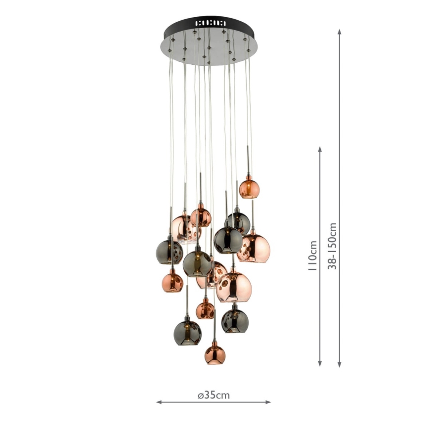 Där Lighting AUR1564 - Laelühter kaabliga AURELIA 15xG4/10W/230V must/vasetoon