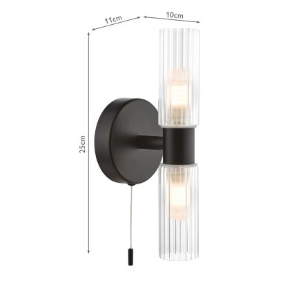Där Lighting BOL0922 - Vannitoa seinavalgusti BOLTON 2xG9/5W/230V IP44 must