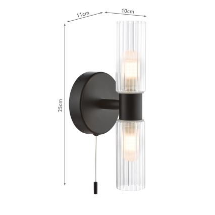 Där Lighting BOL0922 - Vannitoa seinavalgusti BOLTON 2xG9/5W/230V IP44 must