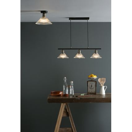 Där Lighting BOY0175 - Laelamp BOYD 1xE27/60W/230V Ø 25 cm messing/selge klaas