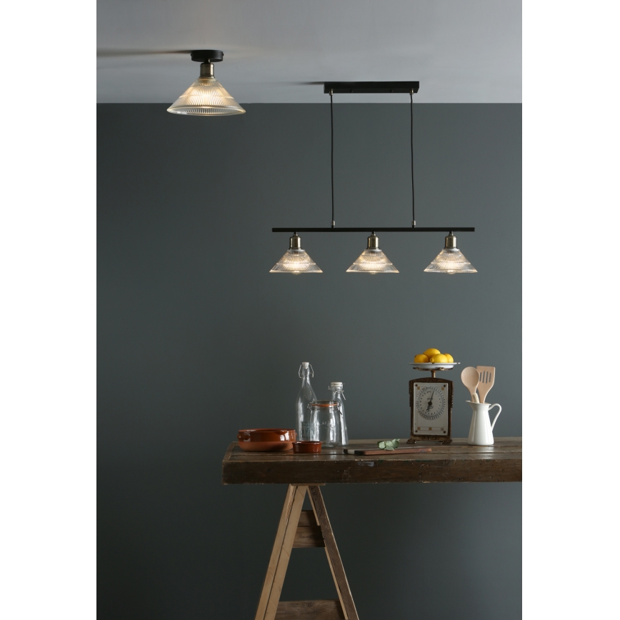Där Lighting BOY0175 - Laelamp BOYD 1xE27/60W/230V Ø 25 cm messing/selge klaas