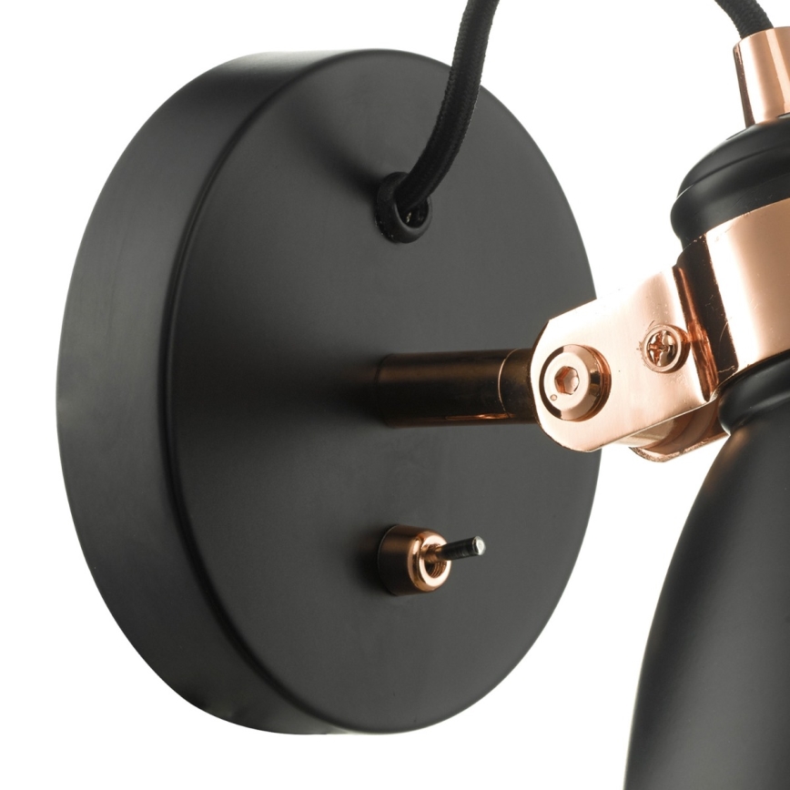Där Lighting FRE0722 - FREDERICK seinale kinnitatav suunav valgusti 1xE14/40W/230V must