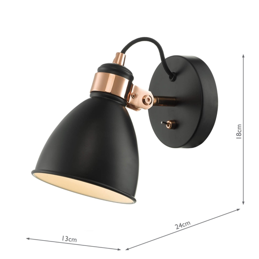 Där Lighting FRE0722 - FREDERICK seinale kinnitatav suunav valgusti 1xE14/40W/230V must