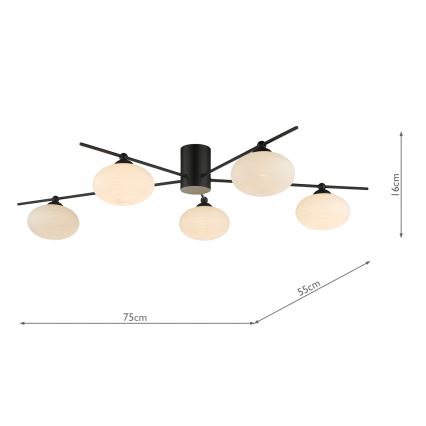 Där Lighting JAS5422 - Pinnapealne lühter JASPER 5xG9/25W/230V must