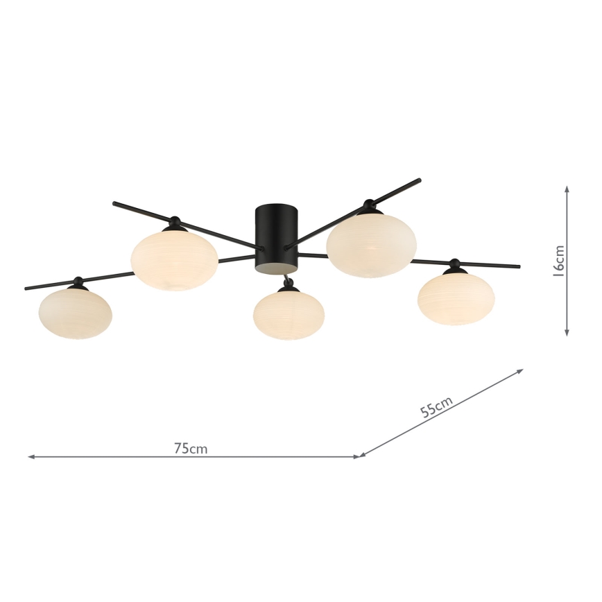 Där Lighting JAS5422 - Pinnapealne lühter JASPER 5xG9/25W/230V must