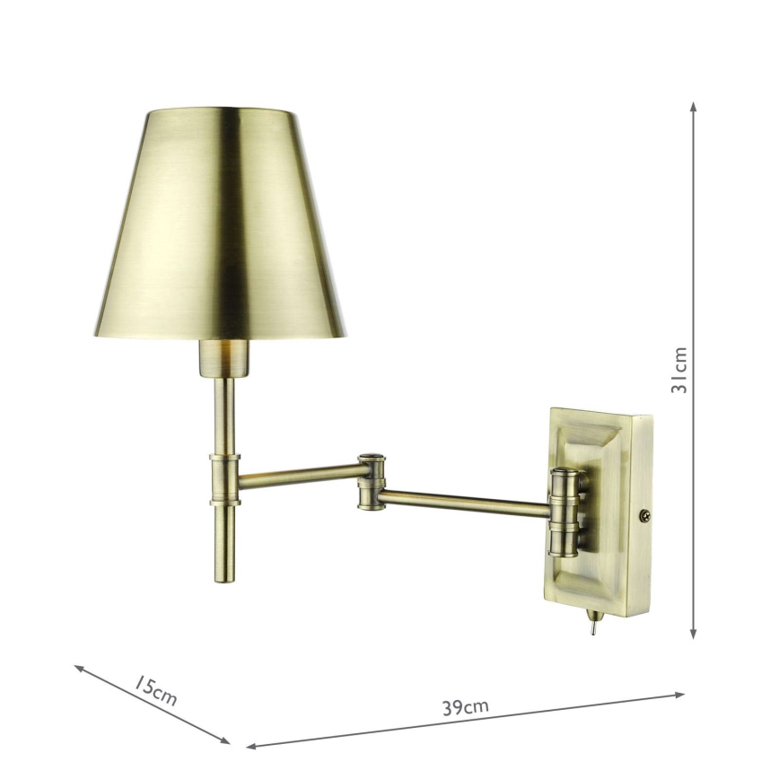 Där Lighting KEN0775 - Painduv seinavalgusti KENSINGTON 1xE14/25W/230V messing