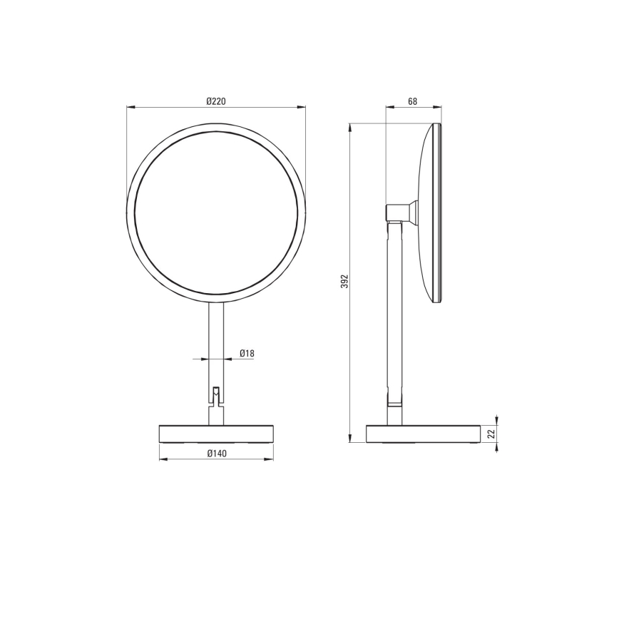 Deante ADI_Z812 - LED vannitoa laetav meigipeegel SILIA LED/5V 5000 mAh 2700-6500K IP44