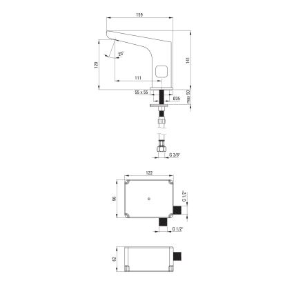 Deante BQH_N29R - Puutevaba valamu kraan temperatuuri regulatsiooniga HIACYNT 4xAA must