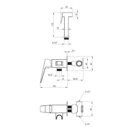 Deante BQL_034M - Bidee segisti pihustiga peidetud paigaldamiseks BLUR läikiv kroom