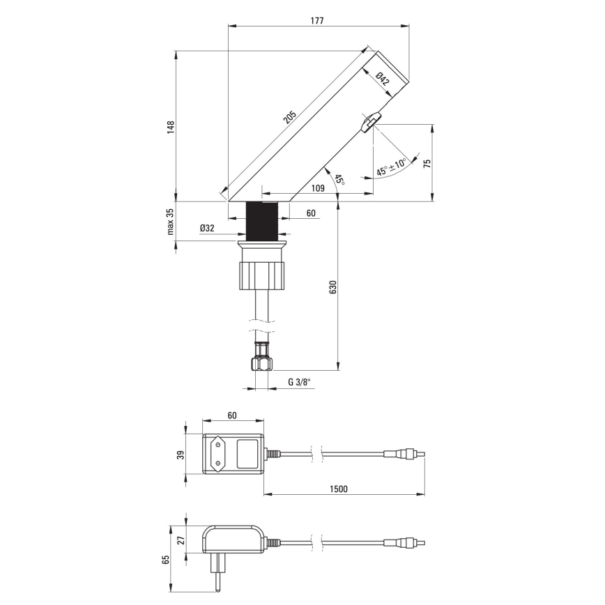 Deante BQR_P28V - Puutevaba valamu kraan SENSE 230/6V poleeritud teras