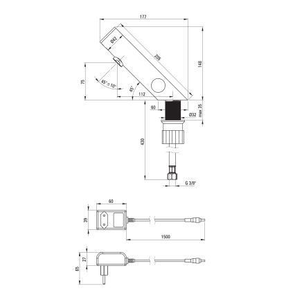 Deante BQR_P29V - Puutevaba valamu kraan temperatuuri regulatsiooniga SENSE 230/6V poleeritud teras