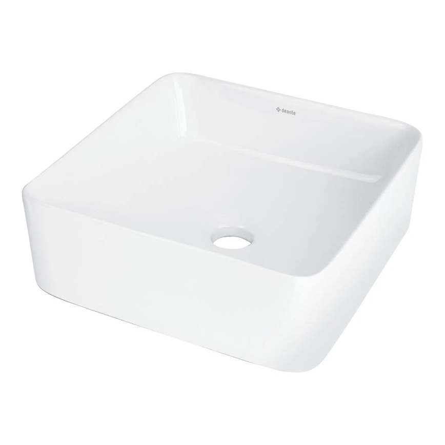 Deante CDJ_6U3S - Lauaplaadile paigaldatav valamu JASMIN 34,5x34,5 cm keraamika/valge