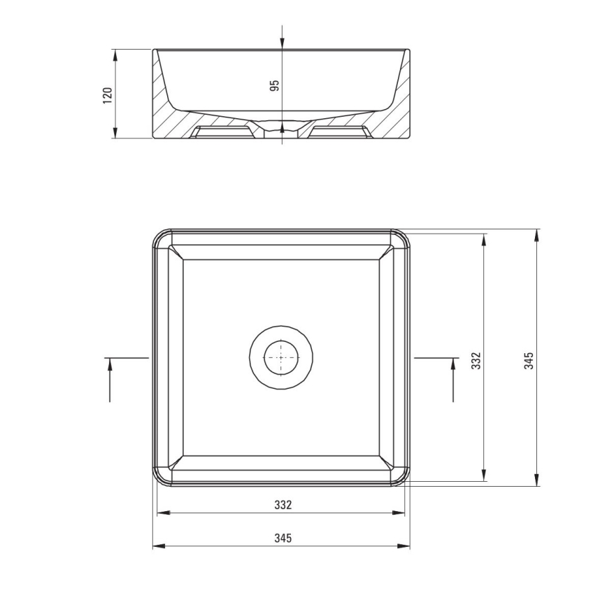 Deante CDJ_6U3S - Lauaplaadile paigaldatav valamu JASMIN 34,5x34,5 cm keraamika/valge