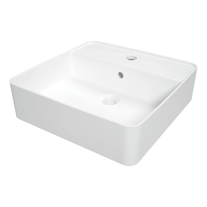 Deante CGS_6U4B - Lauaplaadi valamuga, millel on segisti ava SQUARE 42x42 cm keraamika/valge