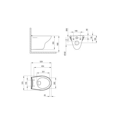 Deante CMOD6SPW - Riputatav WC-pott SoftClose istmekaanega BORO keraamika/valge