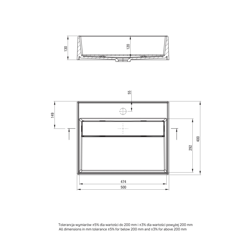 Deante CQR_NU5M - CORREO 40x50 cm valamuplaat pesuvalamu graniit/must
