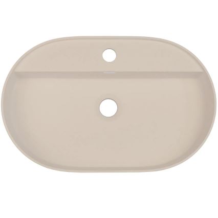 Deante CQS_5U6B - Kraanikauss töötasapinnale kraani auguga SILIA 35x55 cm graniit/beež