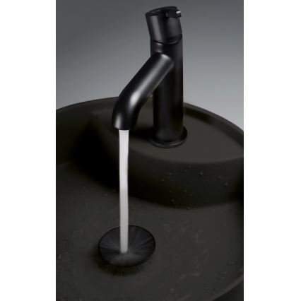 Deante CQS_NU4B - SILIA lauale paigaldatav valamu segistiauguga, läbimõõt 36 cm, graniit/must