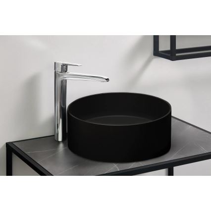 Deante CQS_NU4S - SILIA lauale paigaldatav valamu Ø 36 cm graniit/must