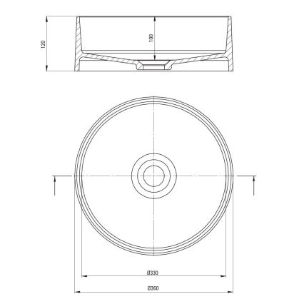 Deante CQS_NU4S - SILIA lauale paigaldatav valamu Ø 36 cm graniit/must