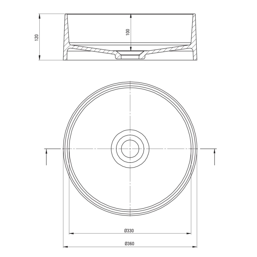 Deante CQS_NU4S - SILIA lauale paigaldatav valamu Ø 36 cm graniit/must