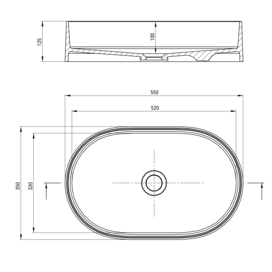 Deante CQS_NU6S - tööpinnale paigaldatav valamu SILIA 35x55 cm graniit/must