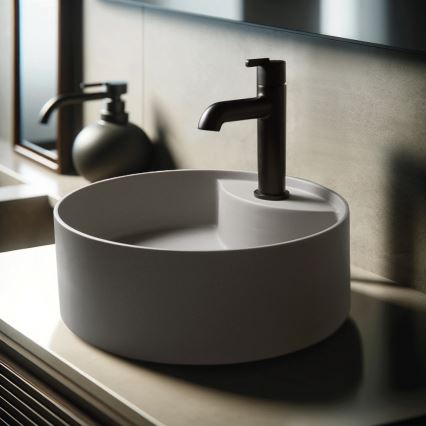 Deante CQS_SU4B - Lauaplaadile paigaldatav valamu kraanaauguga SILIA, läbimõõt 36 cm, graniit/metallikhall