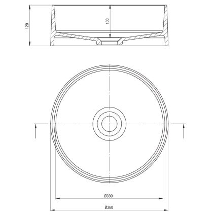 Deante CQS_SU4S - SILIA pealepandav valamu Ø 36 cm, graniit/metallik-hall