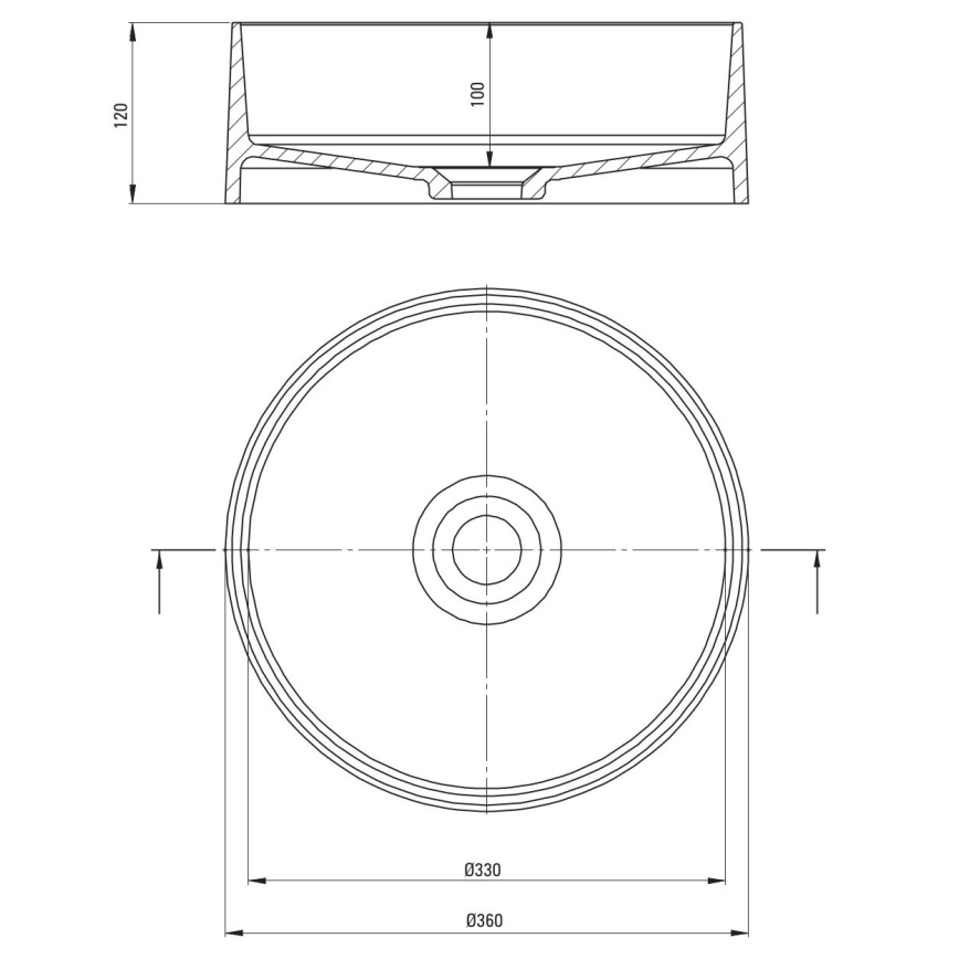 Deante CQS_SU4S - SILIA pealepandav valamu Ø 36 cm, graniit/metallik-hall