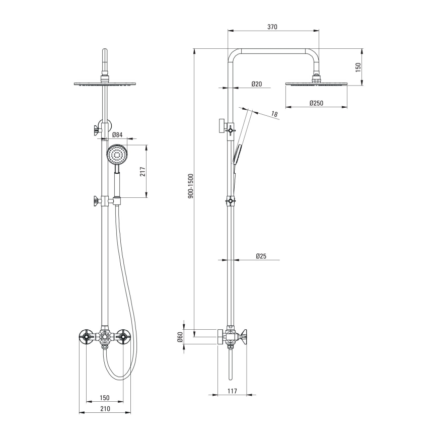 Deante NAC_N4QT - TEMISTO dušikomplekt koos segistiga, must