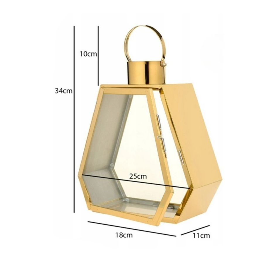 Dekoratiivne 34 cm kuldne latern