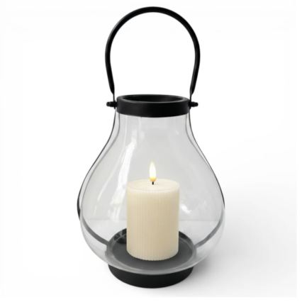 Dekoratiivne latern GLASSY 25 cm, must