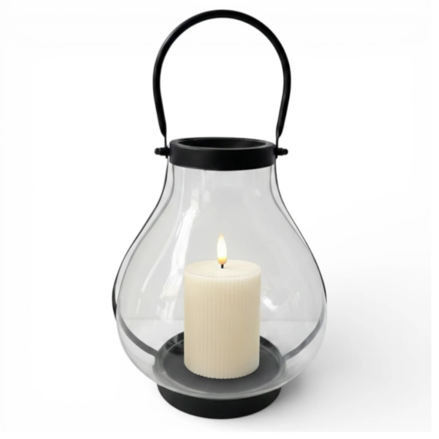 Dekoratiivne latern GLASSY 25 cm, must