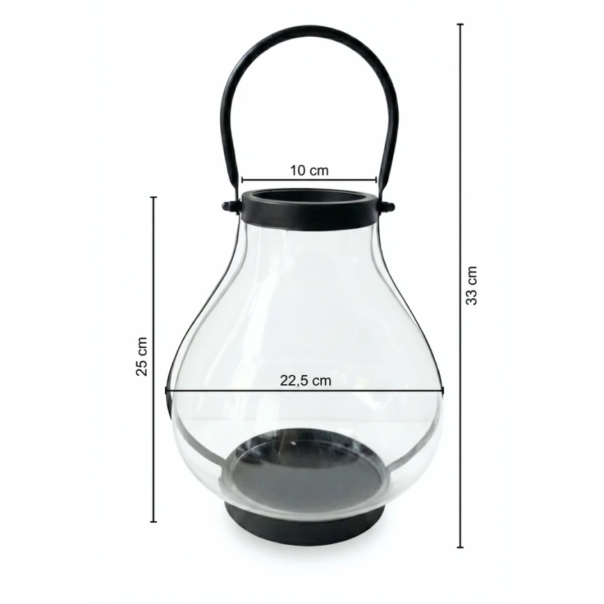 Dekoratiivne latern GLASSY 25 cm, must