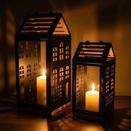 Dekoratiivne latern HOME 34,5 cm must/beež