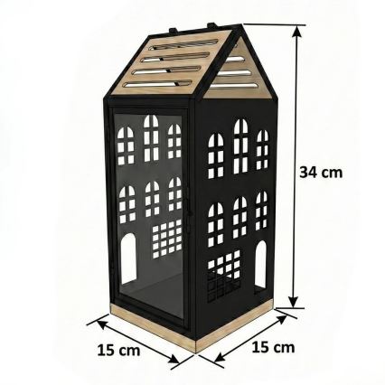 Dekoratiivne latern HOME 34,5 cm must/beež