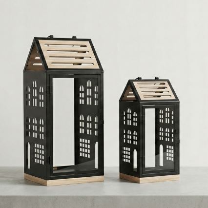 Dekoratiivne latern HOME 47,5 cm must/beež