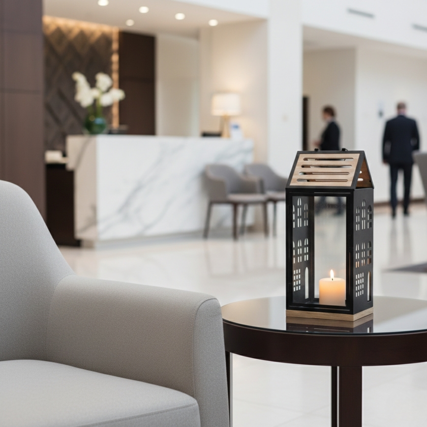 Dekoratiivne latern HOME 47,5 cm must/beež